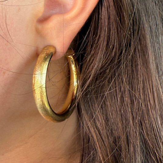 Goldene Creolen 4 cm matt