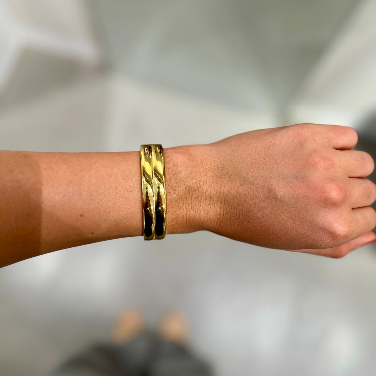 Goldener Doppelarmreif 6 cm